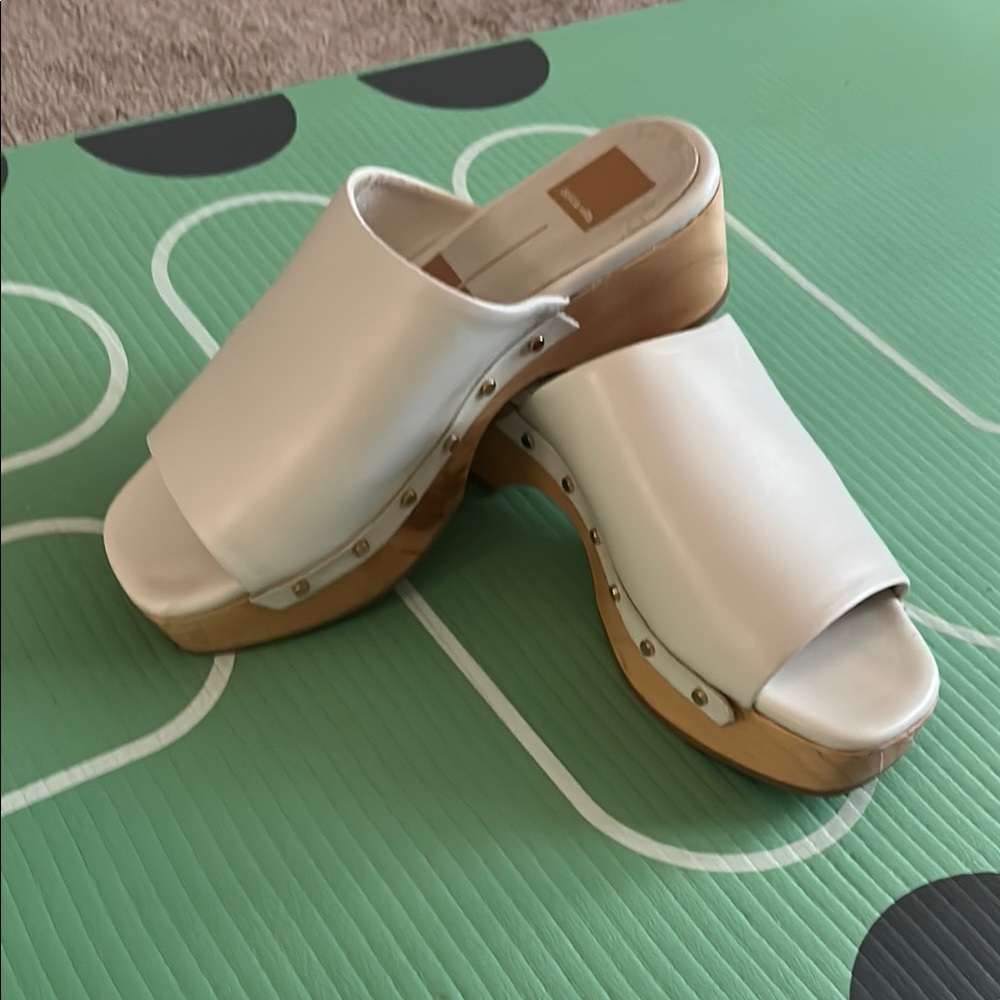 Dolce Vita Cream Mules with Brown Platform